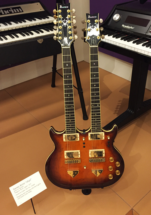 After our concert they gave us a private tour of the museum and you know I have an interest in double neck guitars. Check out this Ibanez beauty!