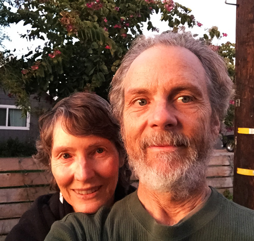 Stef and I taking a walk with the warm light of the Encinitas sunset.