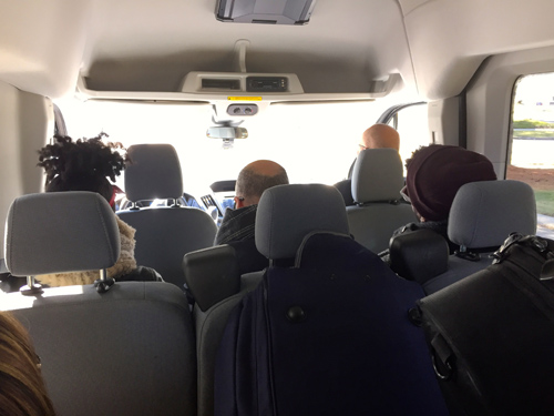 Pack 'em in! The Childs revolution on the run in a 15 seat passenger van.